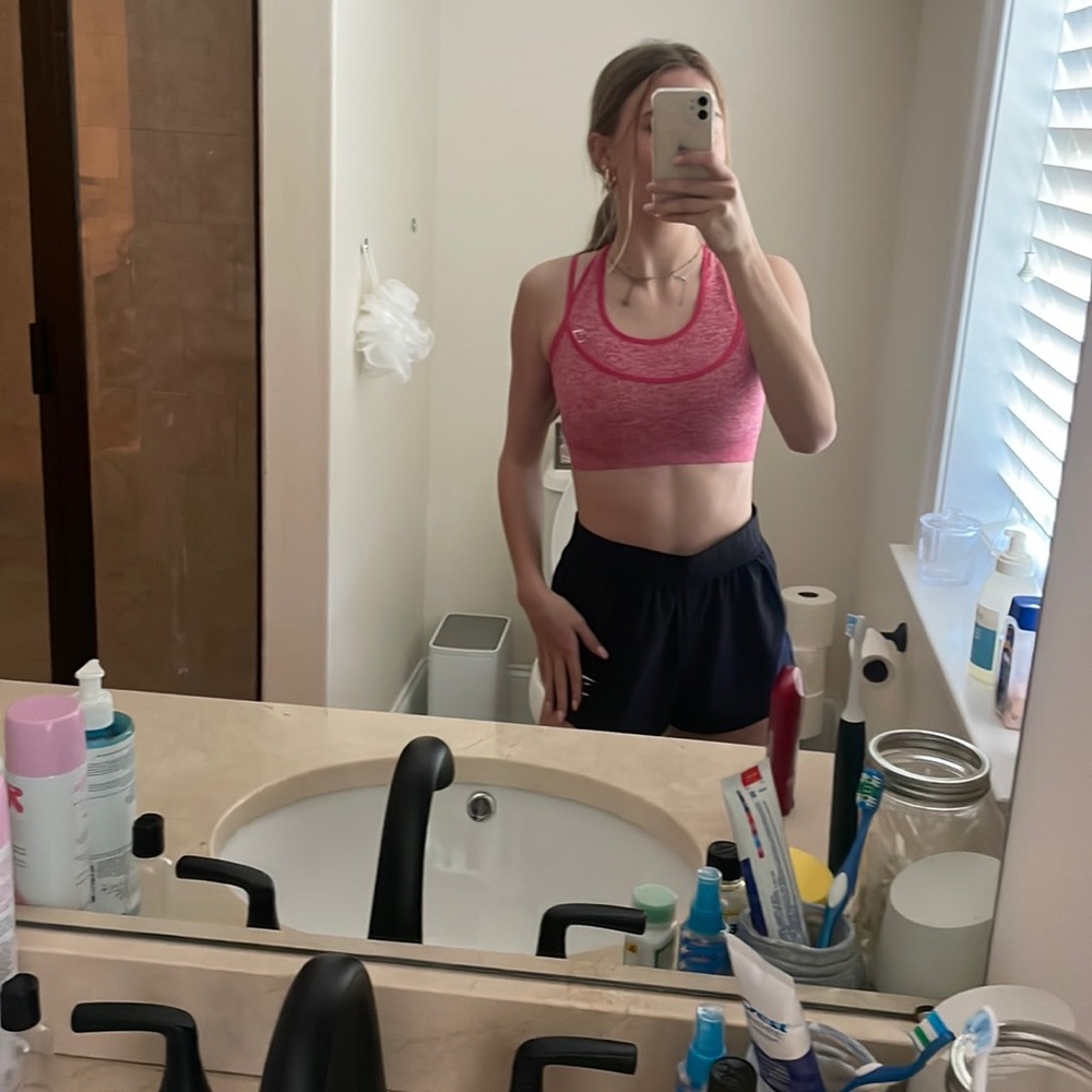 Hot pink gym shark sports bra XS